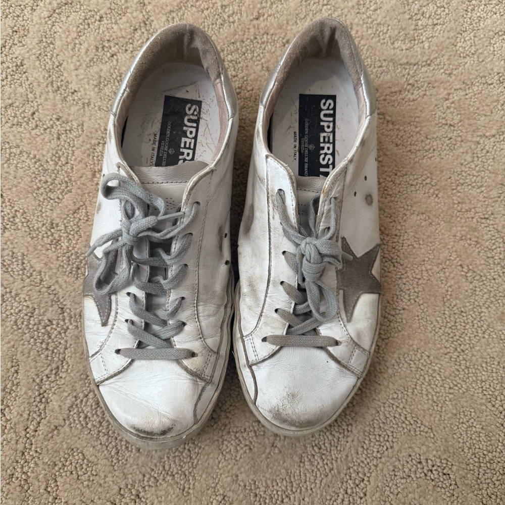 Golden Goose Superstar White and Gray Sneakers